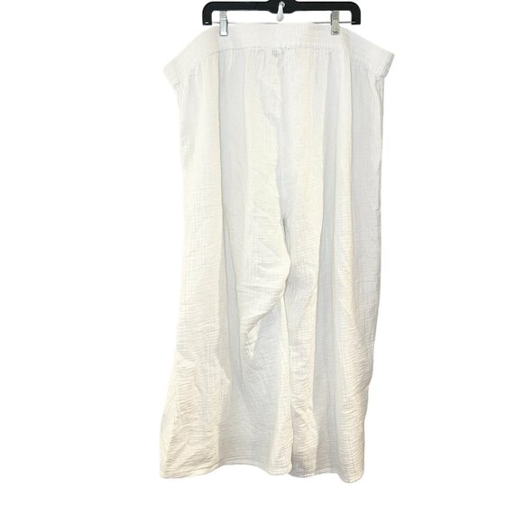ASOS Curve 24 Wide Leg Beach‎ Pant Pull On White Gauzy Cotton Boho High Rise - Picture 3 of 7